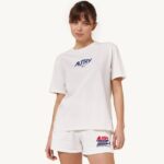 נשים Autry חולצת טי אייקונית עם צווארון לוגו לבןVJ4H289
