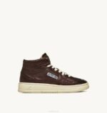 נשים Autry נעלי סניקרס בינוניות מדליסטיות בעור עיזים למינציה בצבע חום הובנהVJ4H210